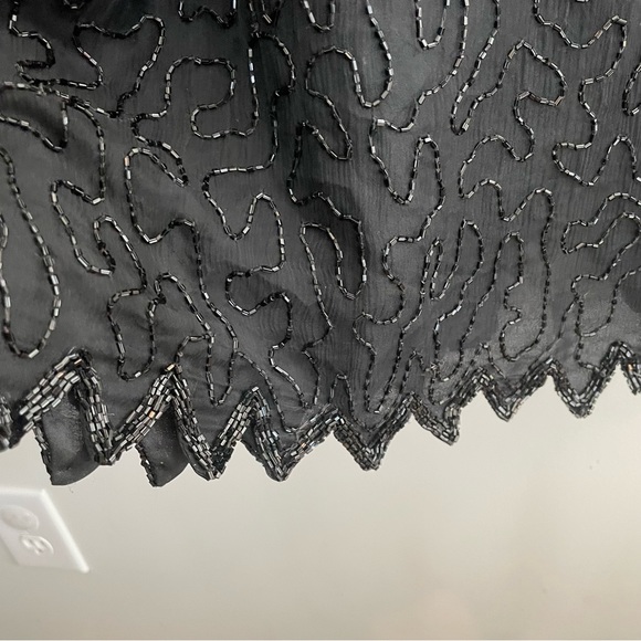 Vintage 80s LAURENCE KAZAR Beaded Silk Dress - Black, Size 1X - Picture 9 of 13